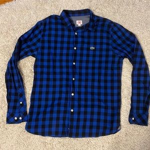 Lacoste flannel, new, blue and black check, size medium,